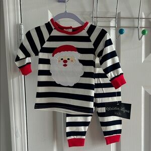 Kids Santa Striped Pajamas - Black and Red